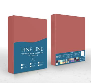 Простыня трикотажная на резинке Fine Line коралл